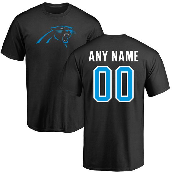 Men Carolina Panthers NFL Pro Line Black Any Name and Number Logo Custom T-Shirt